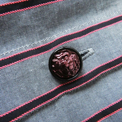 CHANEL 2022 22B P73409 Collar Velour Lion Button Stripe Pattern Long Sleeve