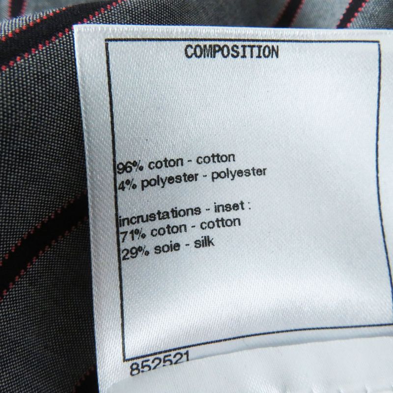 CHANEL 2022 22B P73409 Collar Velour Lion Button Stripe Pattern Long Sleeve