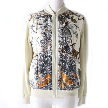 Hermes Silk Cashmere Blend Animal Print Padded Zip Jacket/blouson Beige 34 Made