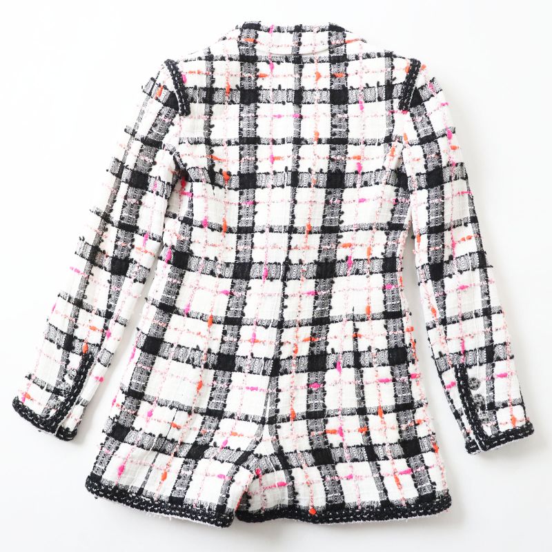 CHANEL 20S P64167 White Black Pink Orange Jacket Style Tweed Jumpsuit/all-in-one
