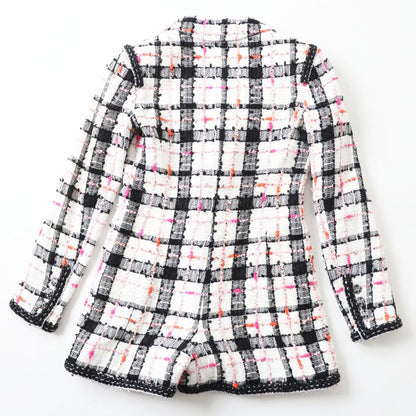 CHANEL 20S P64167 White Black Pink Orange Jacket Style Tweed Jumpsuit/all-in-one