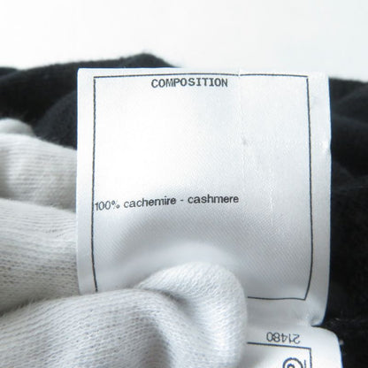 CHANEL P62881 100% Cashmere Off-shoulder Long Sleeve Knit With Logo Plate Black