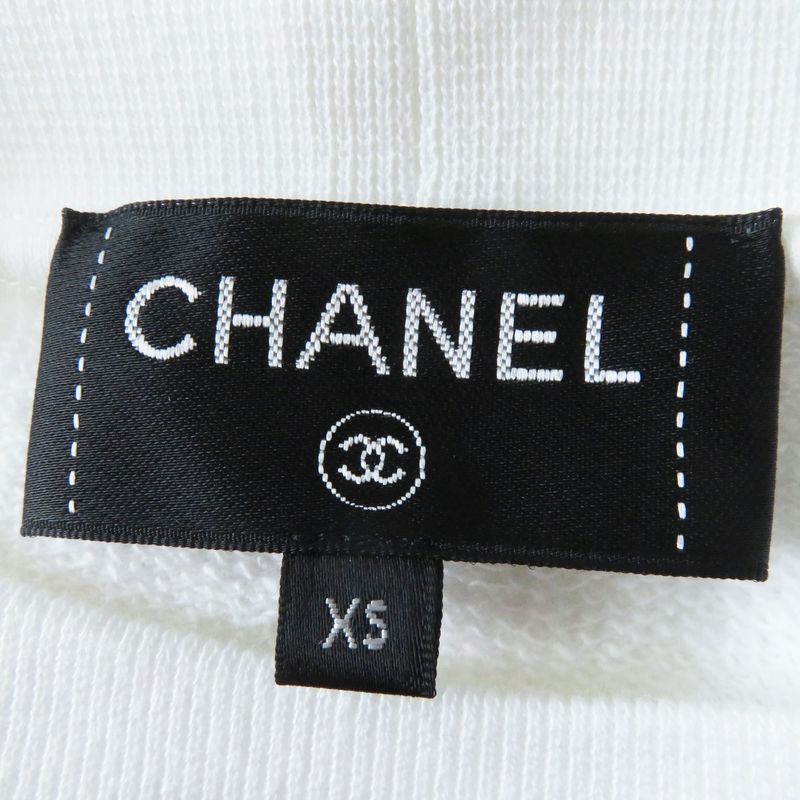 CHANEL 20P P63298 Graphic Logo Sweatshirt Full Logo Pullover White XS Made In