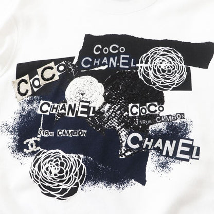 CHANEL 20P P63298 Graphic Logo Sweatshirt Full Logo Pullover White XS Made In