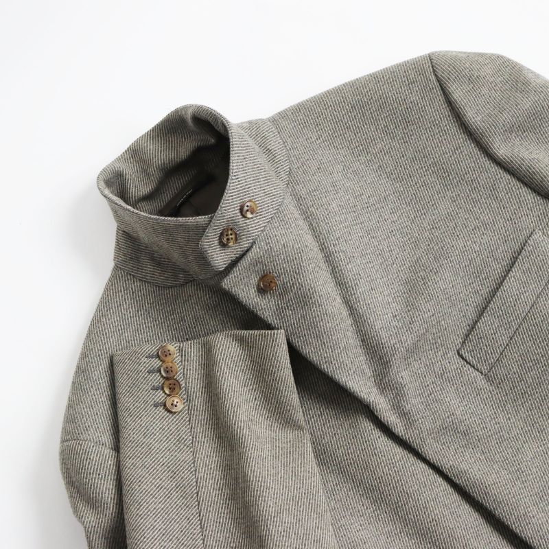 Hermes Wool Fly Front Woven Pattern Embroidered Logo Lining Chester Coat Long
