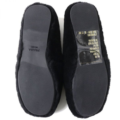 Prada 1s727 Triangle Logo Plate Mouton Flat Shoes/ballerina Flats Women's Black