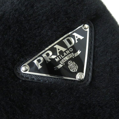 Prada 1s727 Triangle Logo Plate Mouton Flat Shoes/ballerina Flats Women's Black