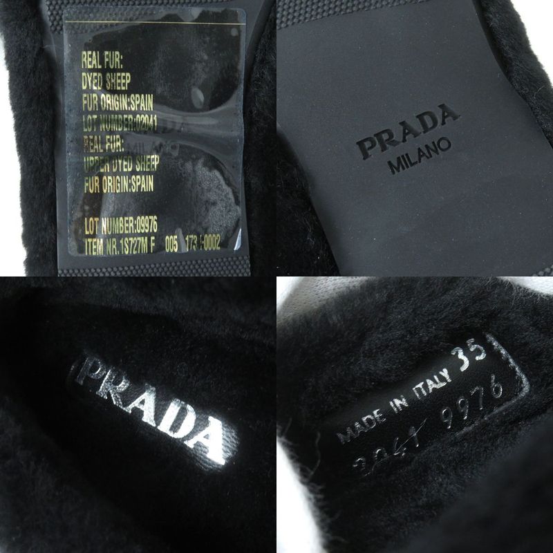 Prada 1s727 Triangle Logo Plate Mouton Flat Shoes/ballerina Flats Women's Black