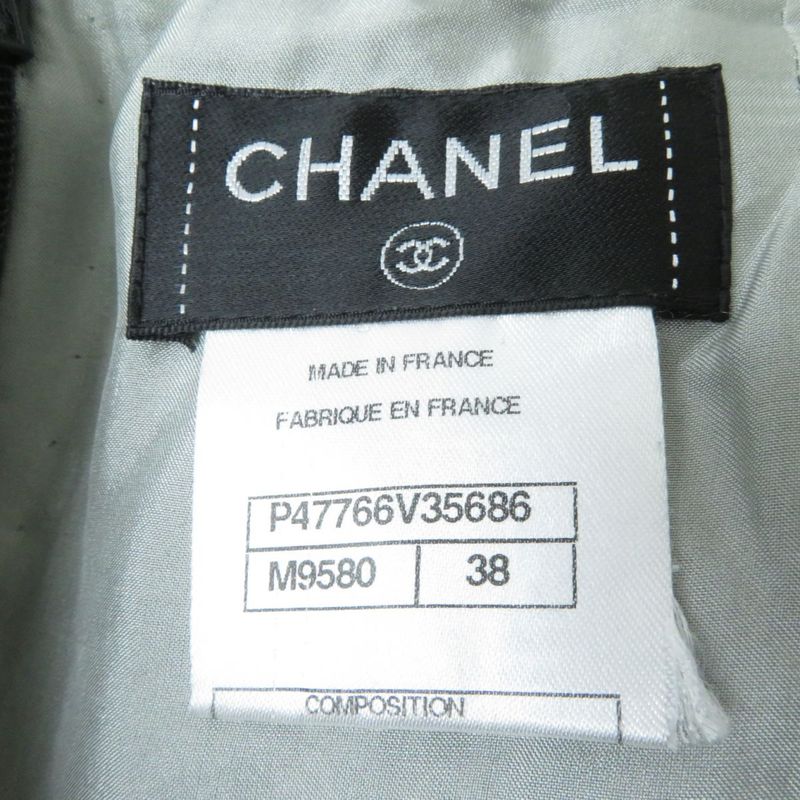 CHANEL P47766 Lined Silk With Coco Mark Buttons Knee-length Ribbon Tweed