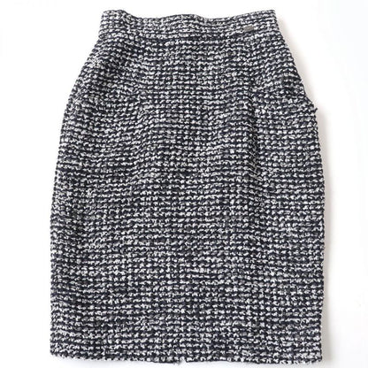 CHANEL P47766 Lined Silk With Coco Mark Buttons Knee-length Ribbon Tweed