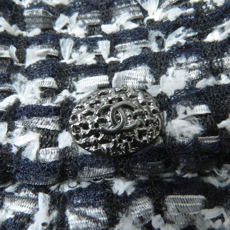 CHANEL P47766 Lined Silk With Coco Mark Buttons Knee-length Ribbon Tweed