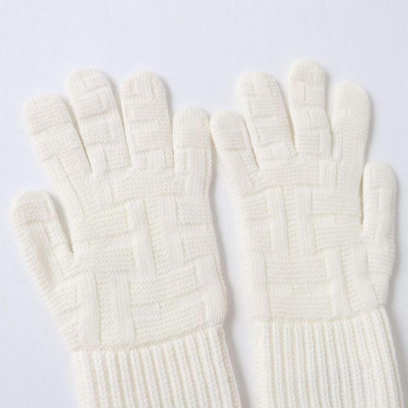 Hermes Women's 100% Wool Knit Gloves/gloves With Serie Plate H Pattern Knit