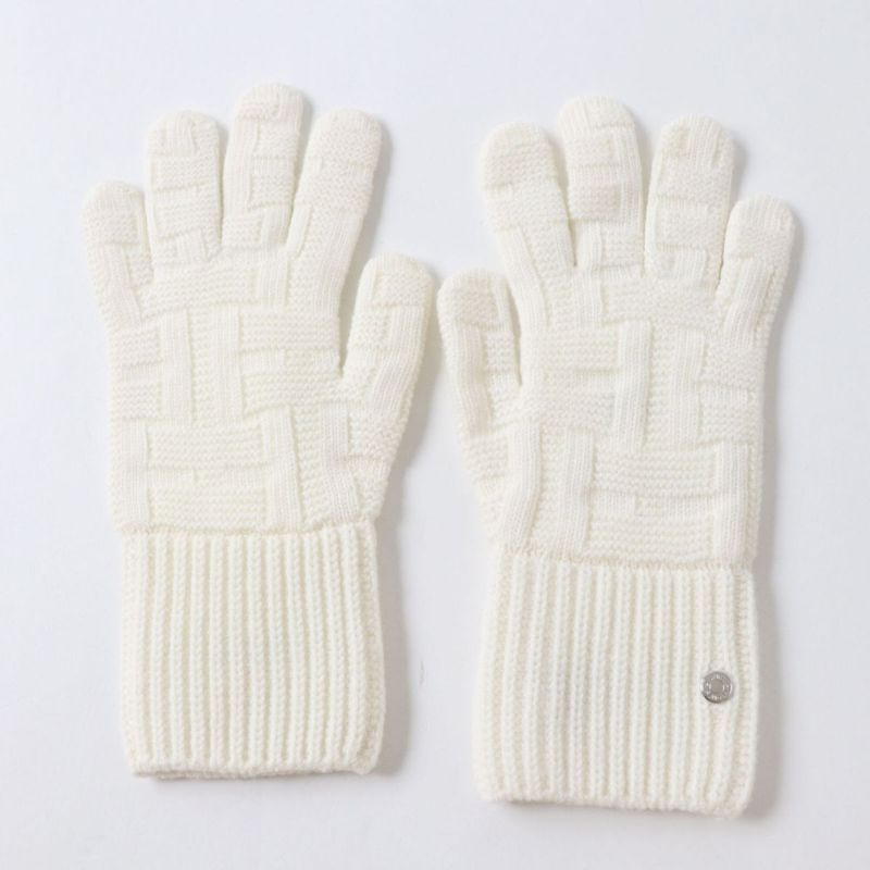Hermes Women's 100% Wool Knit Gloves/gloves With Serie Plate H Pattern Knit