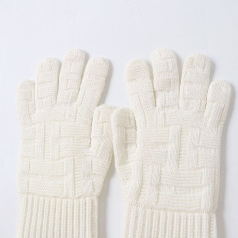 Hermes Women's 100% Wool Knit Gloves/gloves With Serie Plate H Pattern Knit