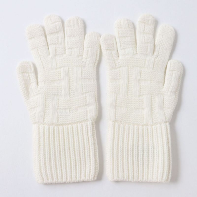 Hermes Women's 100% Wool Knit Gloves/gloves With Serie Plate H Pattern Knit