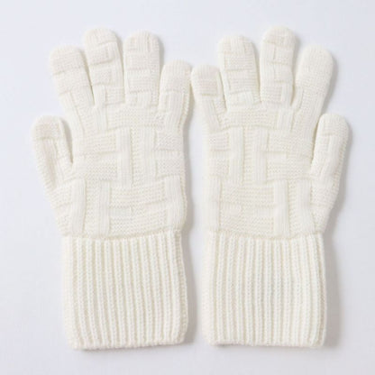 Hermes Women's 100% Wool Knit Gloves/gloves With Serie Plate H Pattern Knit
