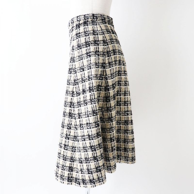 Hermes 21AW Gucci 652126 Women's Tweed G Logo Motif Lame Flared Long Skirt