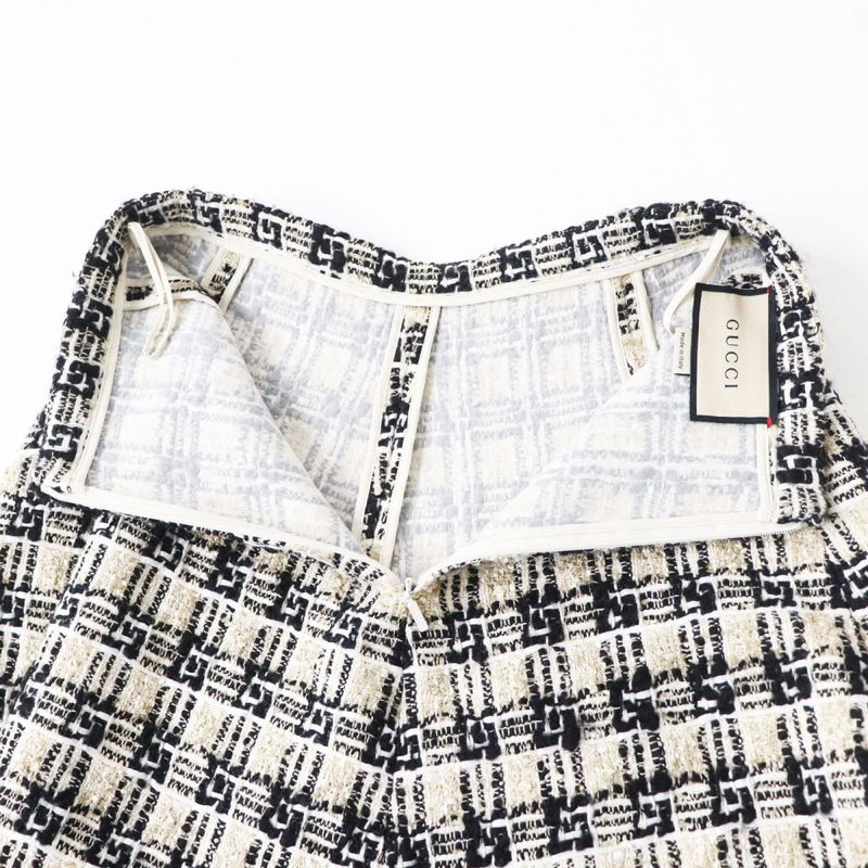 Hermes 21AW Gucci 652126 Women's Tweed G Logo Motif Lame Flared Long Skirt