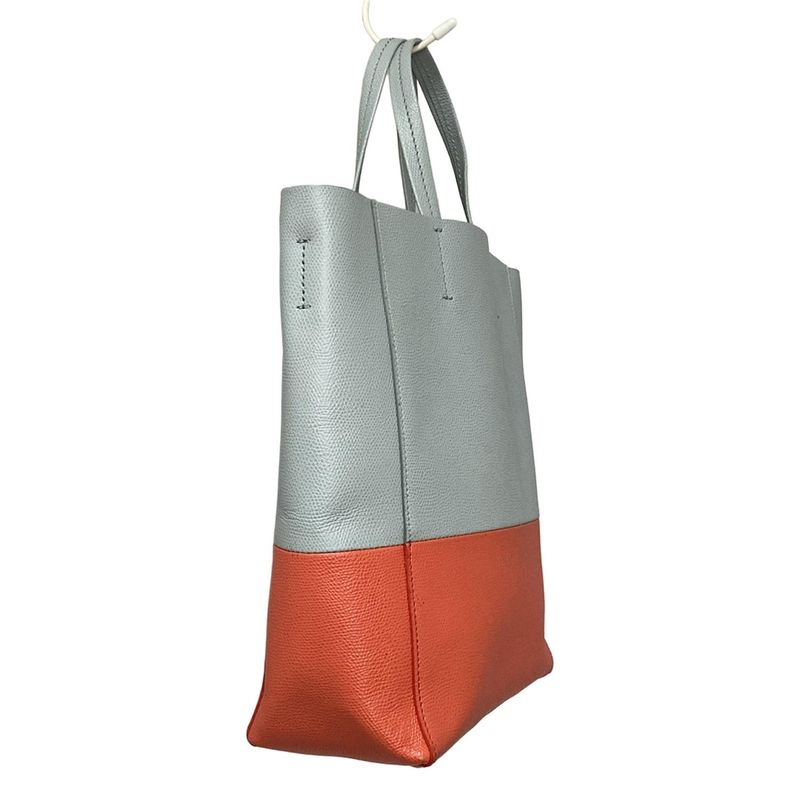 Celine Bertical Cabas Small Light Blue And Red Leather Tote Bag