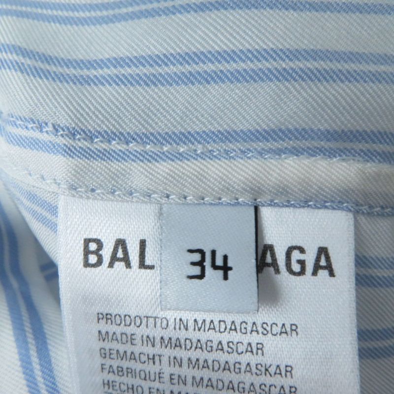 20 Balenciaga 659507 Logo Embroidered Striped Long Sleeve Cupro Shirt