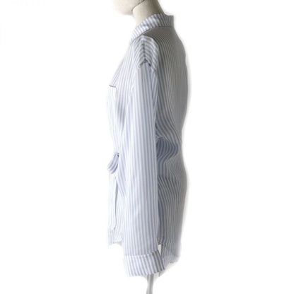 20 Balenciaga 659507 Logo Embroidered Striped Long Sleeve Cupro Shirt