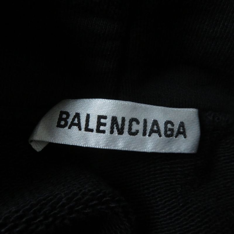 20 Balenciaga 612959 Logo Design Cropped Pullover Hoodie Women's Black