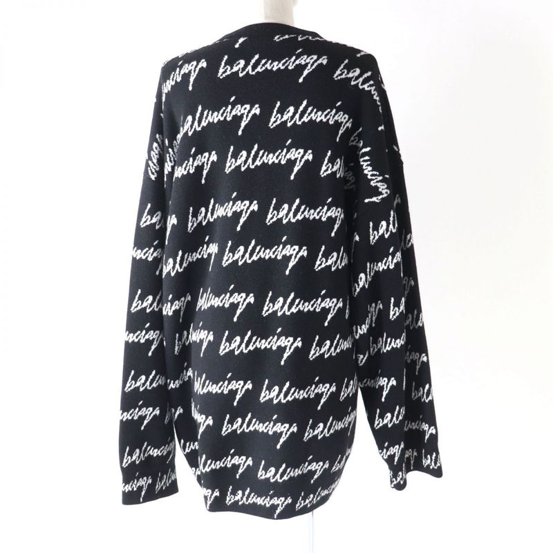 20AW Balenciaga 625984 Scribble Jacquard Logo Oversized Long Sleeve