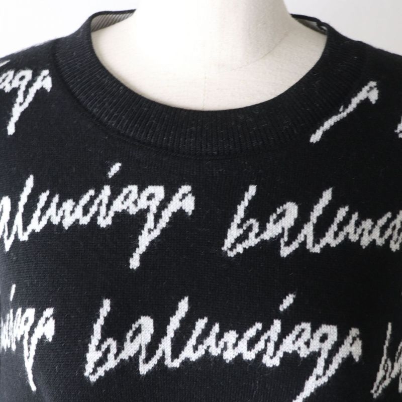 20AW Balenciaga 625984 Scribble Jacquard Logo Oversized Long Sleeve