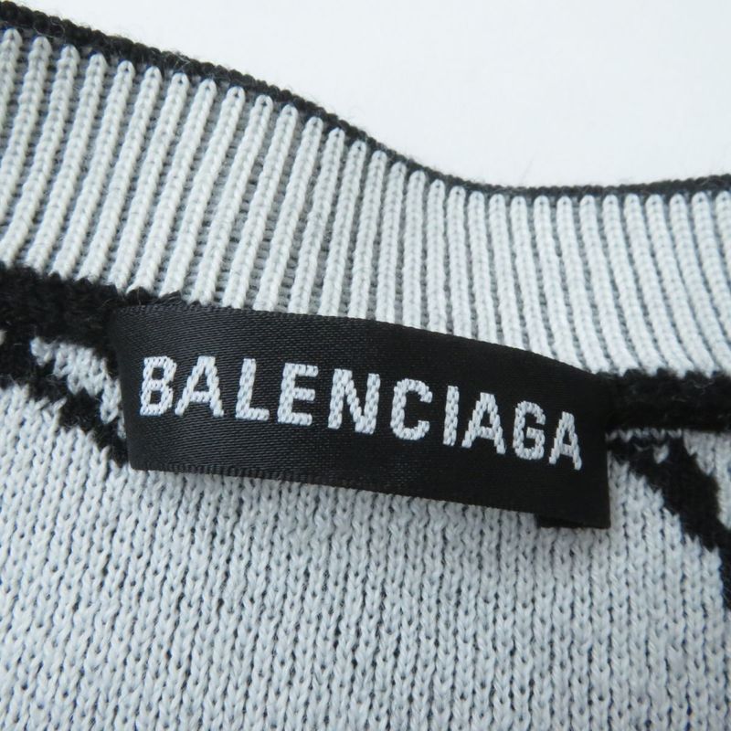 20AW Balenciaga 625984 Scribble Jacquard Logo Oversized Long Sleeve