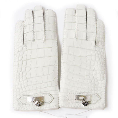 Hermes French Made Hermes 23AW Cadenas Crocodile Leather Gloves/gloves