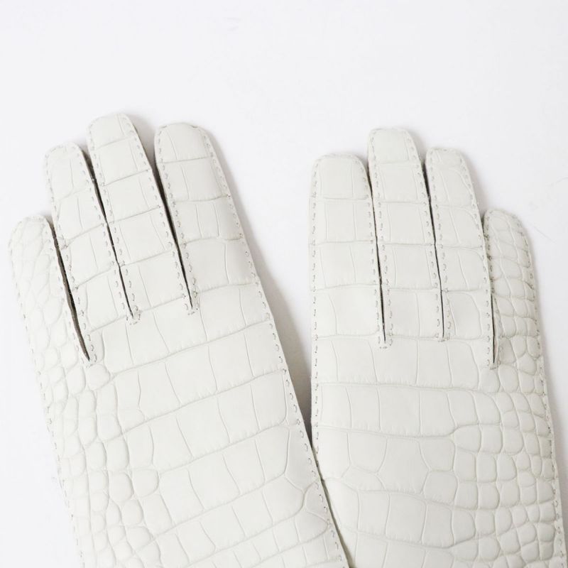Hermes French Made Hermes 23AW Cadenas Crocodile Leather Gloves/gloves