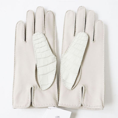 Hermes French Made Hermes 23AW Cadenas Crocodile Leather Gloves/gloves