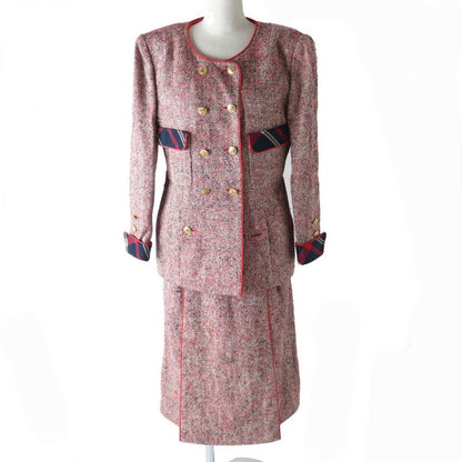 Vintage Rare CHANEL Jacket And Skirt Suit Set-up With Coco Buttons Ladies