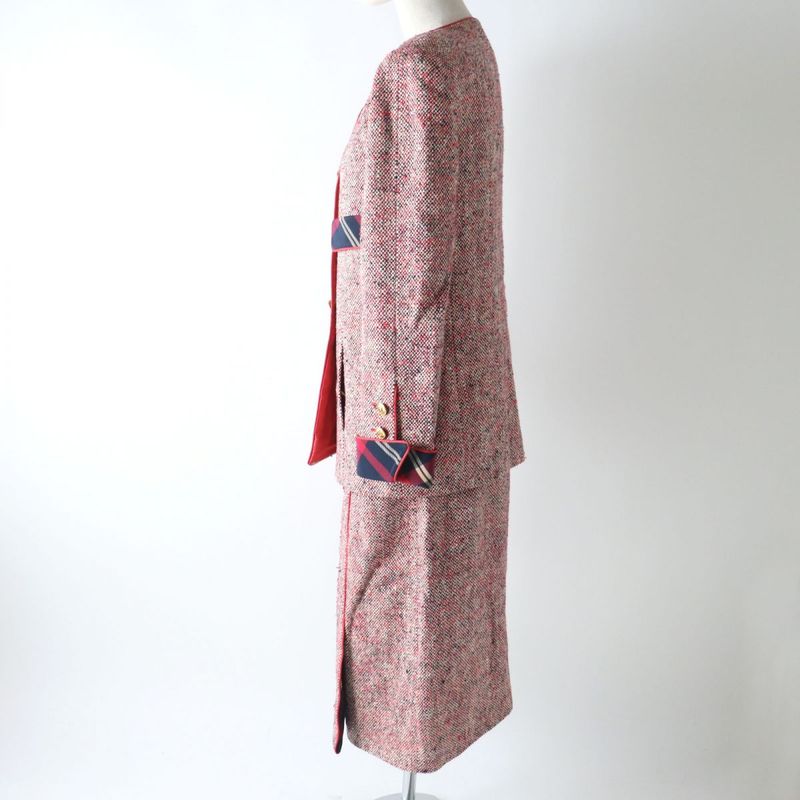 Vintage Rare CHANEL Jacket And Skirt Suit Set-up With Coco Buttons Ladies