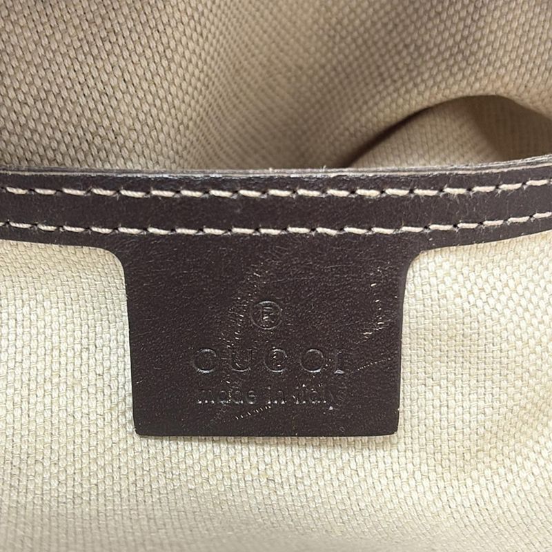 Gucci GG Plus GG Supreme 211138 Gray Beige And Dark Brown Leather