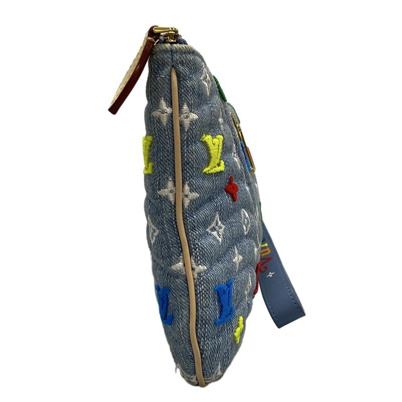 Louis Vuitton New Wave Pochette Zip Clutch Bag M67538 Light Blue