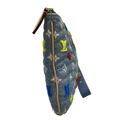 Louis Vuitton New Wave Pochette Zip Clutch Bag M67538 Light Blue