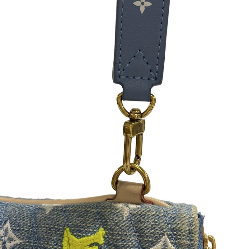 Louis Vuitton New Wave Pochette Zip Clutch Bag M67538 Light Blue