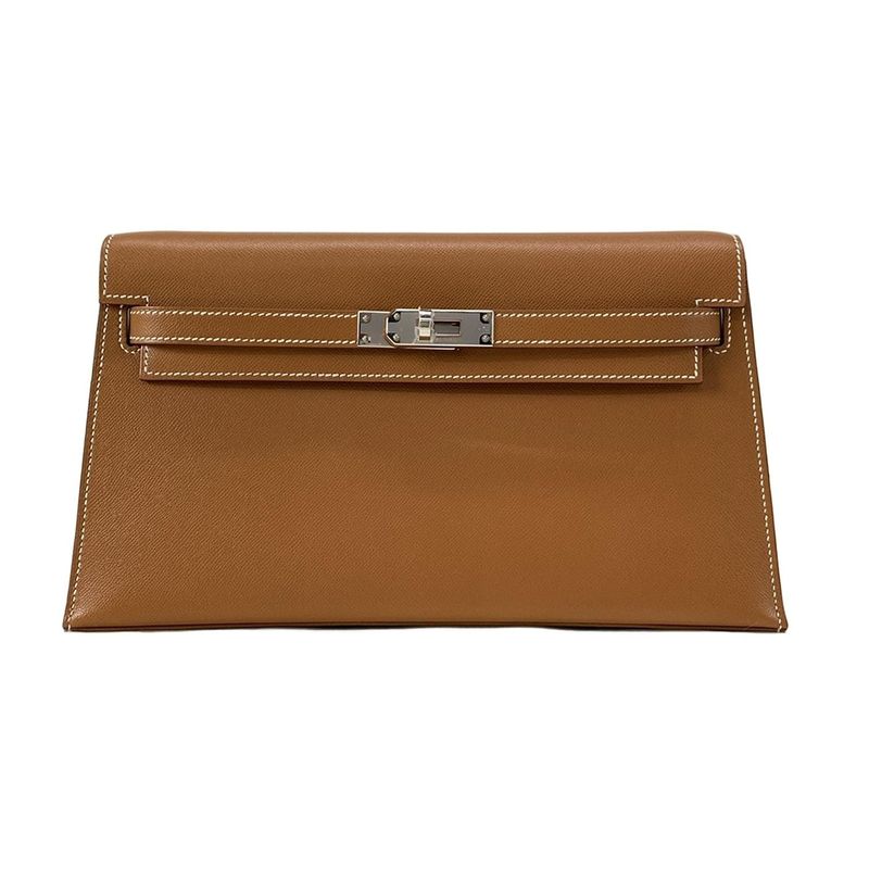 Hermes Kelly Elan Gold Silver Hardware Clutch Bag