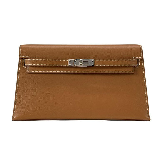 Hermes Kelly Elan Gold Silver Hardware Clutch Bag