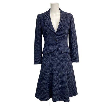 Chanel Skirt Suit Size 36 S Ladies - P18870 Dark Navy And Navy And White
