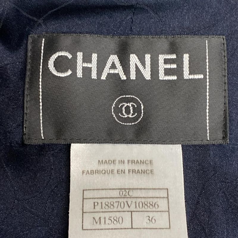 Chanel Skirt Suit Size 36 S Ladies - P18870 Dark Navy And Navy And White
