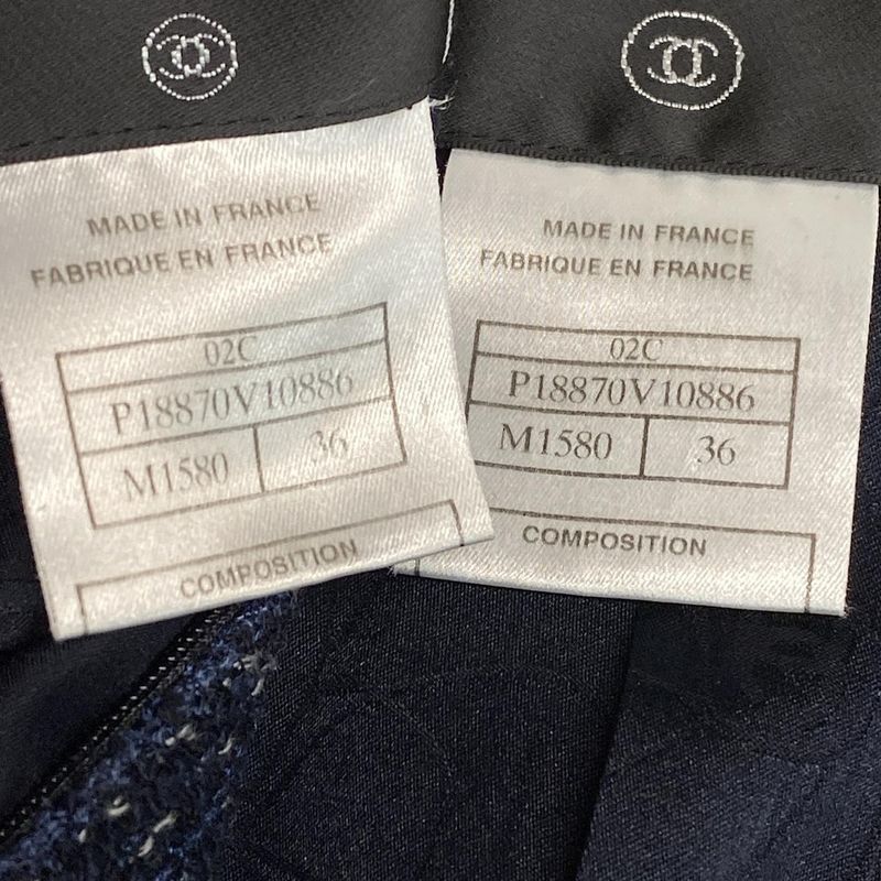 Chanel Skirt Suit Size 36 S Ladies - P18870 Dark Navy And Navy And White
