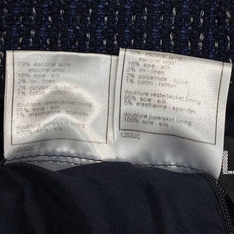 Chanel Skirt Suit Size 36 S Ladies - P18870 Dark Navy And Navy And White