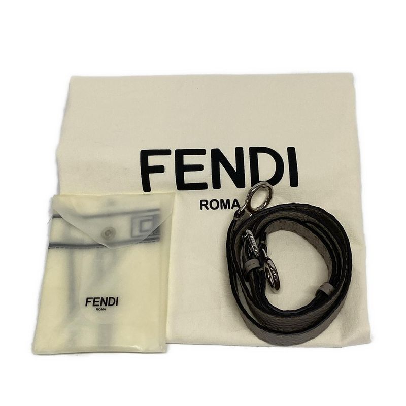 Fendi Handbag Peekaboo Iconic Medium/selleria 8bn290 Grey Beige Leather