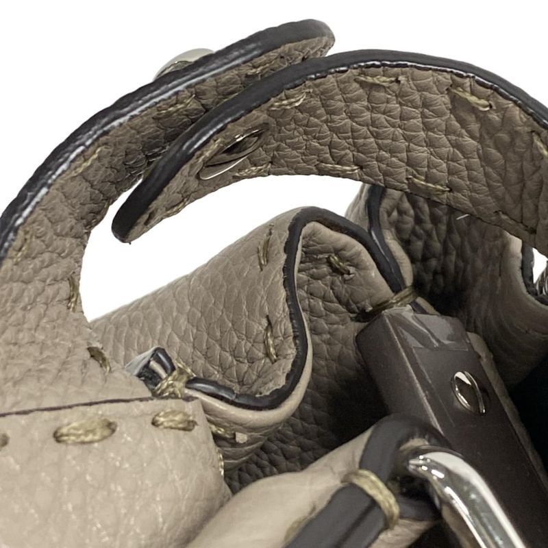 Fendi Handbag Peekaboo Iconic Medium/selleria 8bn290 Grey Beige Leather
