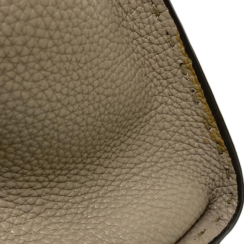 Fendi Handbag Peekaboo Iconic Medium/selleria 8bn290 Grey Beige Leather