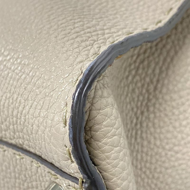 Fendi Handbag Peekaboo Iconic Medium/selleria 8bn290 Grey Beige Leather