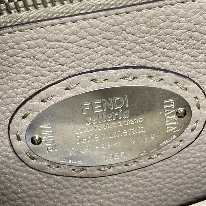 Fendi Handbag Peekaboo Iconic Medium/selleria 8bn290 Grey Beige Leather