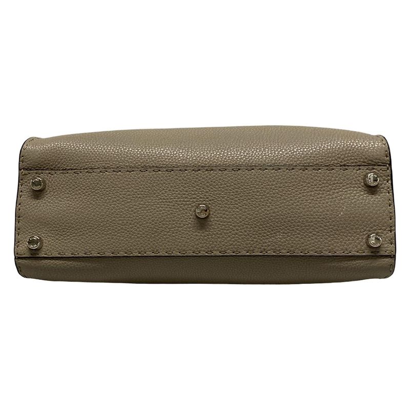 Fendi Handbag Peekaboo Iconic Medium/selleria 8bn290 Grey Beige Leather